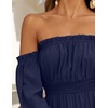 image:imageZESICA Womens Fall Long Sleeve Boho Off Shoulder Maxi DressesNavy