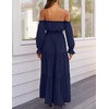 image:imageZESICA Womens Fall Long Sleeve Boho Off Shoulder Maxi DressesNavy