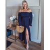 image:imageZESICA Womens Fall Long Sleeve Boho Off Shoulder Maxi DressesNavy