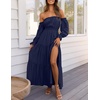 image:imageZESICA Womens Fall Long Sleeve Boho Off Shoulder Maxi DressesNavy