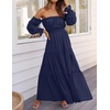 image:imageZESICA Womens Fall Long Sleeve Boho Off Shoulder Maxi DressesNavy