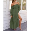 image:imageZESICA Womens Fall Long Sleeve Boho Off Shoulder Maxi DressesOlive