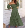 image:imageZESICA Womens Fall Long Sleeve Boho Off Shoulder Maxi DressesOlive