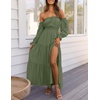 image:imageZESICA Womens Fall Long Sleeve Boho Off Shoulder Maxi DressesOlive