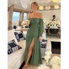 image:imageZESICA Womens Fall Long Sleeve Boho Off Shoulder Maxi DressesOlive