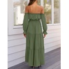 image:imageZESICA Womens Fall Long Sleeve Boho Off Shoulder Maxi DressesOlive