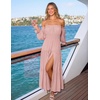 image:imageZESICA Womens Fall Long Sleeve Boho Off Shoulder Maxi DressesPink
