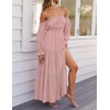 image:imageZESICA Womens Fall Long Sleeve Boho Off Shoulder Maxi DressesPink
