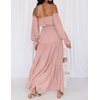 image:imageZESICA Womens Fall Long Sleeve Boho Off Shoulder Maxi DressesPink