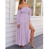 image:imageZESICA Womens Fall Long Sleeve Boho Off Shoulder Maxi DressesPurple