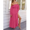image:imageZESICA Womens Fall Long Sleeve Boho Off Shoulder Maxi DressesRose