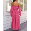 image:imageZESICA Womens Fall Long Sleeve Boho Off Shoulder Maxi DressesRose