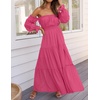 image:imageZESICA Womens Fall Long Sleeve Boho Off Shoulder Maxi DressesRose