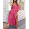 image:imageZESICA Womens Fall Long Sleeve Boho Off Shoulder Maxi DressesRose