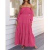 image:imageZESICA Womens Fall Long Sleeve Boho Off Shoulder Maxi DressesRose