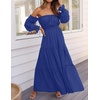 image:imageZESICA Womens Fall Long Sleeve Boho Off Shoulder Maxi DressesRoyal Blue