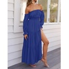 image:imageZESICA Womens Fall Long Sleeve Boho Off Shoulder Maxi DressesRoyal Blue