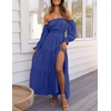 image:imageZESICA Womens Fall Long Sleeve Boho Off Shoulder Maxi DressesRoyal Blue