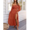image:imageZESICA Womens Fall Long Sleeve Boho Off Shoulder Maxi DressesRust
