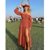 image:imageZESICA Womens Fall Long Sleeve Boho Off Shoulder Maxi DressesRust