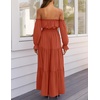 image:imageZESICA Womens Fall Long Sleeve Boho Off Shoulder Maxi DressesRust