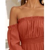 image:imageZESICA Womens Fall Long Sleeve Boho Off Shoulder Maxi DressesRust
