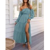 image:imageZESICA Womens Fall Long Sleeve Boho Off Shoulder Maxi DressesTeal