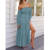 image:imageZESICA Womens Fall Long Sleeve Boho Off Shoulder Maxi DressesTeal
