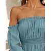 image:imageZESICA Womens Fall Long Sleeve Boho Off Shoulder Maxi DressesTeal