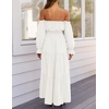 image:imageZESICA Womens Fall Long Sleeve Boho Off Shoulder Maxi DressesWhite