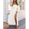 image:imageZESICA Womens Fall Long Sleeve Boho Off Shoulder Maxi DressesWhite