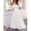 image:imageZESICA Womens Fall Long Sleeve Boho Off Shoulder Maxi DressesWhite
