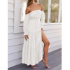 image:imageZESICA Womens Fall Long Sleeve Boho Off Shoulder Maxi DressesWhite