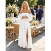 image:imageZESICA Womens Fall Long Sleeve Boho Off Shoulder Maxi DressesWhite