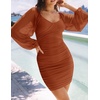 image:imageZESICA Womens Fall Long Sleeve Cocktail Party Mini DressesCaramel