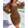 image:imageZESICA Womens Fall Long Sleeve Cocktail Party Mini DressesCoffee