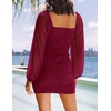 image:imageZESICA Womens Fall Long Sleeve Cocktail Party Mini DressesWine