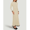 image:imageZESICA Womens Fall Long Sleeve Crewneck Sweater Maxi DressApricot