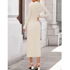 image:imageZESICA Womens Fall Long Sleeve Mock Neck Bodycon Midi DressApricot