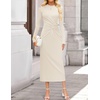 image:imageZESICA Womens Fall Long Sleeve Mock Neck Bodycon Midi DressApricot