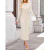 image:imageZESICA Womens Fall Long Sleeve Mock Neck Bodycon Midi DressApricot