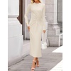 image:imageZESICA Womens Fall Long Sleeve Mock Neck Bodycon Midi DressApricot