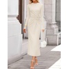image:imageZESICA Womens Fall Long Sleeve Mock Neck Bodycon Midi DressApricot