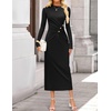 image:imageZESICA Womens Fall Long Sleeve Mock Neck Bodycon Midi DressBlack