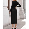 image:imageZESICA Womens Fall Long Sleeve Mock Neck Bodycon Midi DressBlack