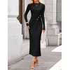 image:imageZESICA Womens Fall Long Sleeve Mock Neck Bodycon Midi DressBlack