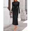 image:imageZESICA Womens Fall Long Sleeve Mock Neck Bodycon Midi DressBlack