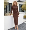 image:imageZESICA Womens Fall Long Sleeve Mock Neck Bodycon Midi DressCoffee