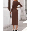 image:imageZESICA Womens Fall Long Sleeve Mock Neck Bodycon Midi DressCoffee