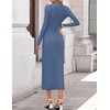 image:imageZESICA Womens Fall Long Sleeve Mock Neck Bodycon Midi DressDustyblue